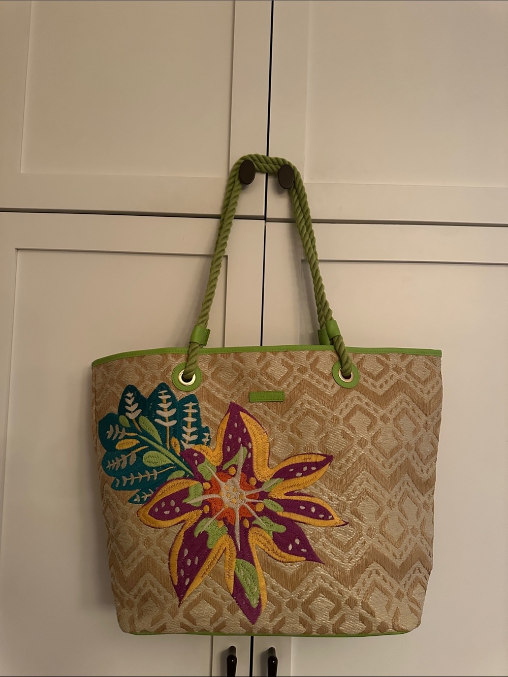 Vera Bradley embroidered floral beach tote